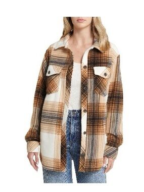 Thread & Supply Brown and Cream Plaid Jacket